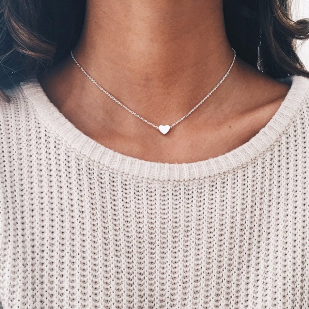 Dainty Heart Choker Necklace in Silver and Gold